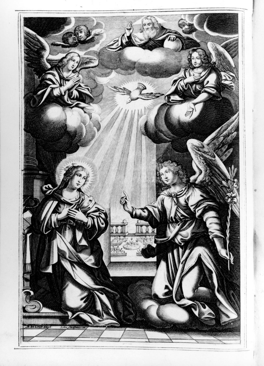 Annunciazione (stampa, elemento d'insieme) di Loisy Pierre il Giovane (terzo quarto sec. XVII)