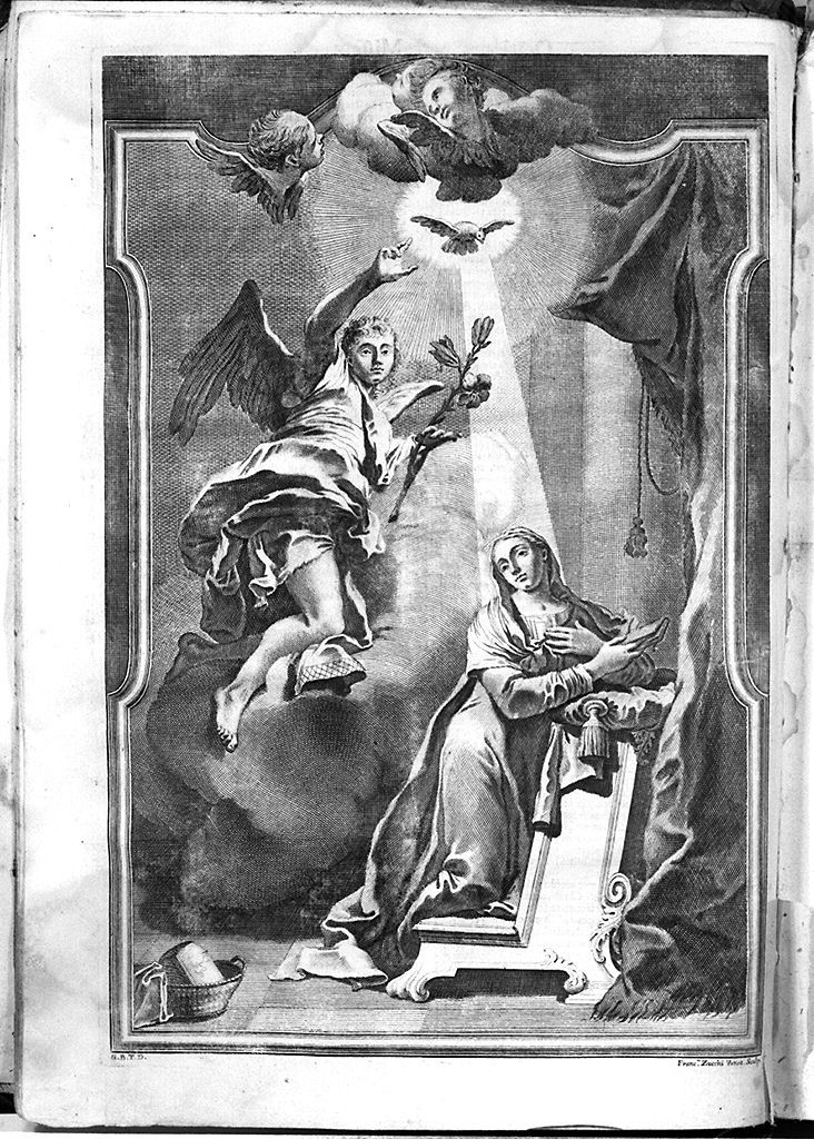 Annunciazione (stampa, elemento d'insieme) di Zucchi Francesco, Tiepolo Gian Domenico (sec. XVIII)