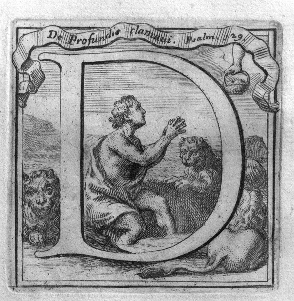 Daniele nella fossa dei leoni (stampa, elemento d'insieme) - ambito italiano (sec. XVIII)