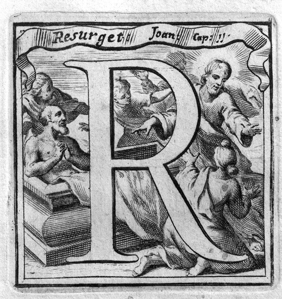 resurrezione di Lazzaro (stampa, elemento d'insieme) - ambito italiano (sec. XVIII)