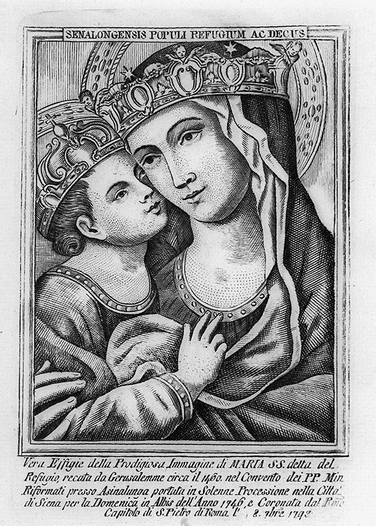 Maria Santissima del Refugio, Madonna con Bambino (stampa, serie) - ambito toscano (sec. XVIII)