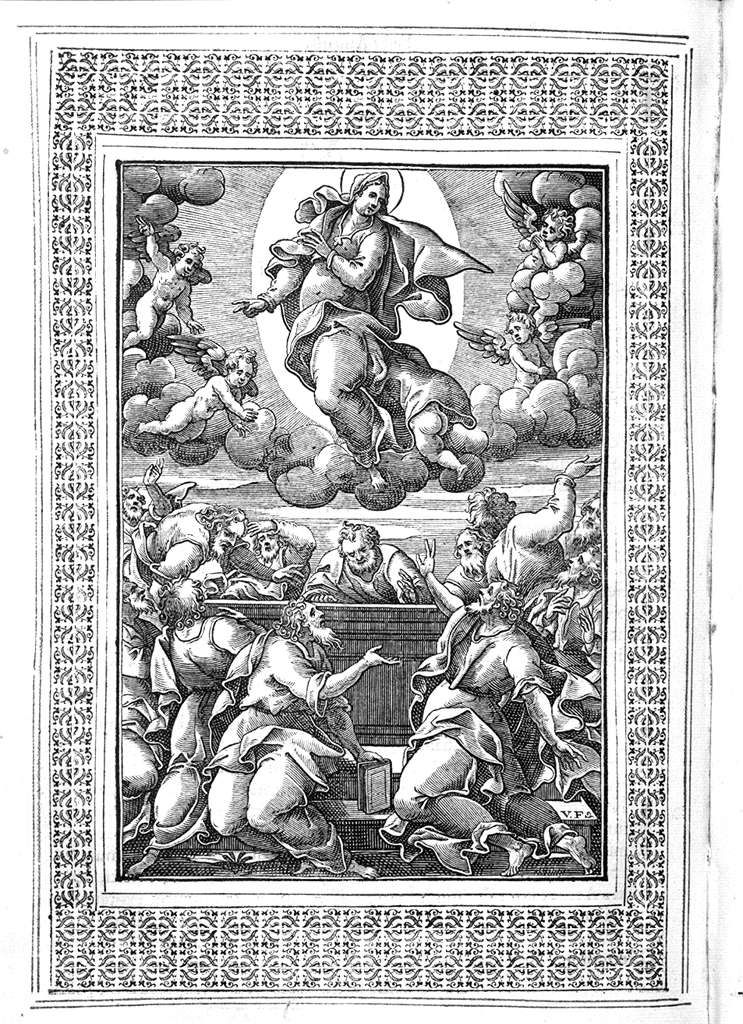 assunzione della Madonna (stampa, elemento d'insieme) - ambito italiano (sec. XVII)