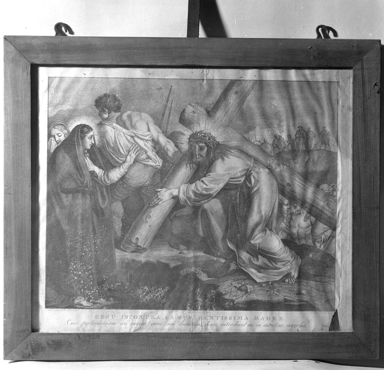 stazione IV: Gesù incontra la Madonna (stampa, serie) di Pera Giuseppe, Sabatelli Luigi, Cecchini Giovanni Battista (sec. XIX)