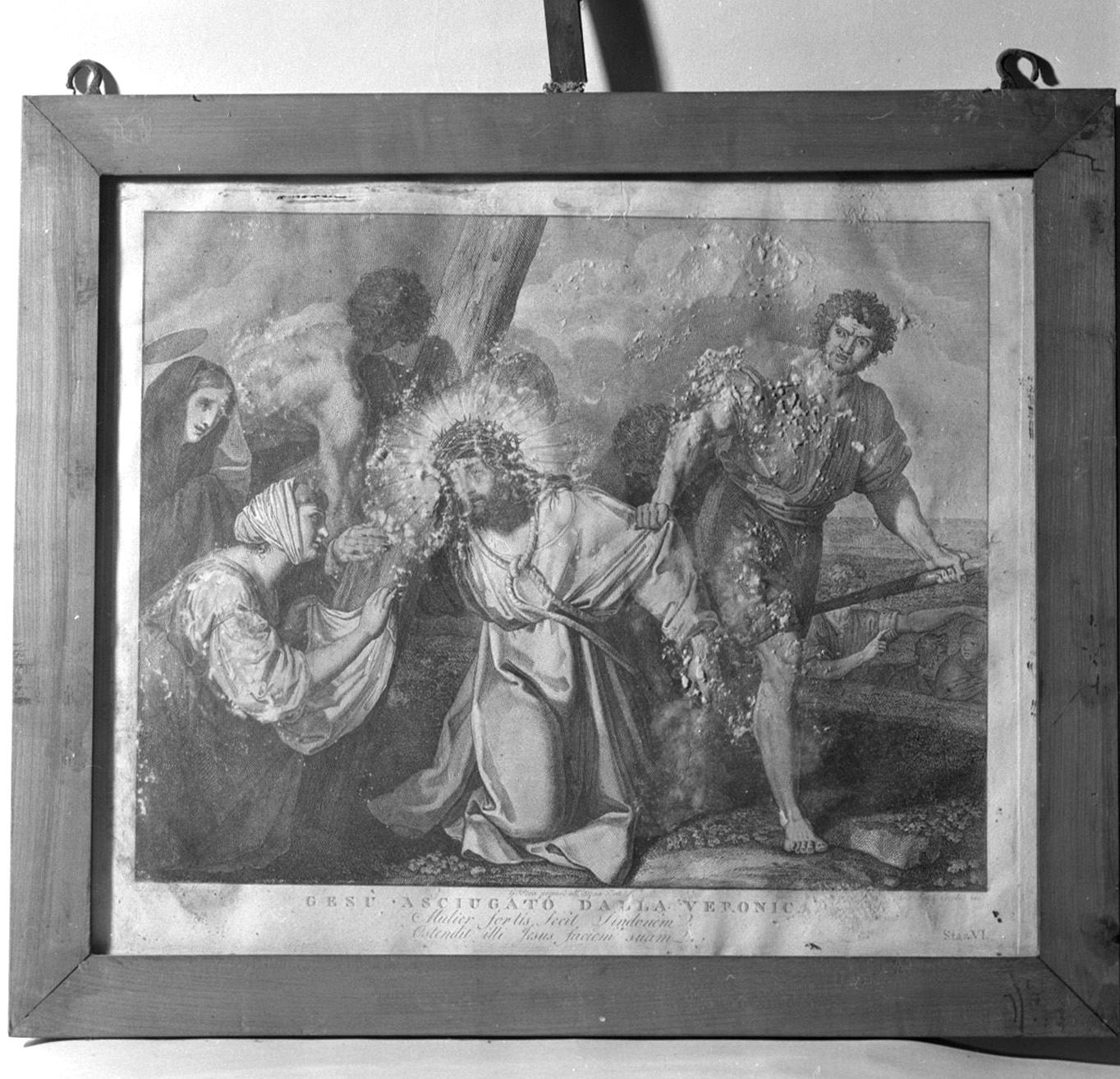 stazione VI: Gesù asciugato dalla Veronica (stampa, serie) di Pera Giuseppe, Sabatelli Luigi, Cecchini Giovanni Battista (sec. XIX)