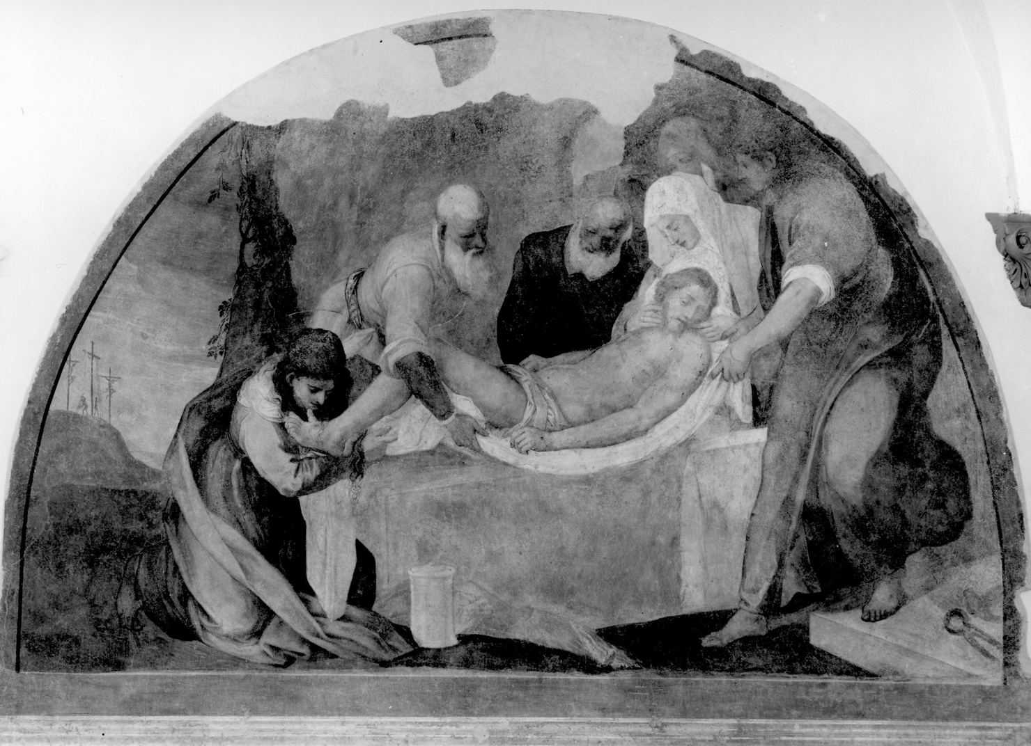 deposizione di Cristo nel sepolcro (dipinto) di Barbatelli Bernardino detto Poccetti (fine/inizio secc. XVI/ XVII)