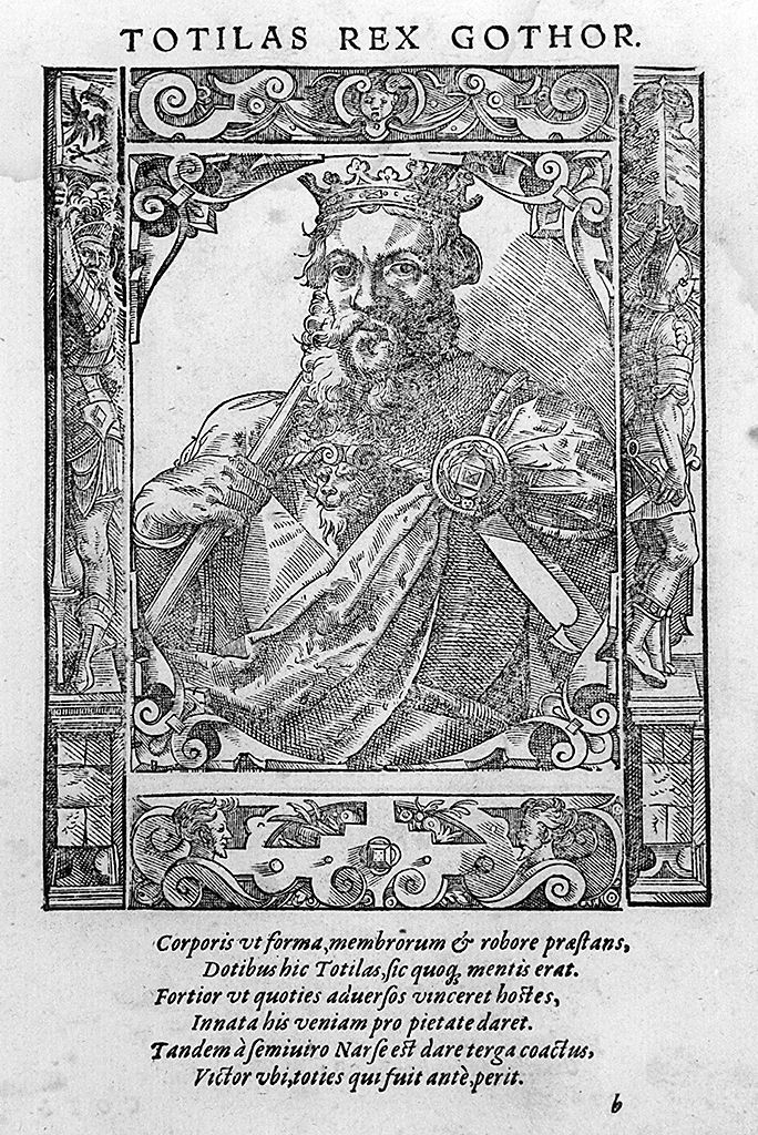 busto di Totila re dei Goti (stampa, stampa composita) di Stimmer Tobias (sec. XVI, sec. XVI)