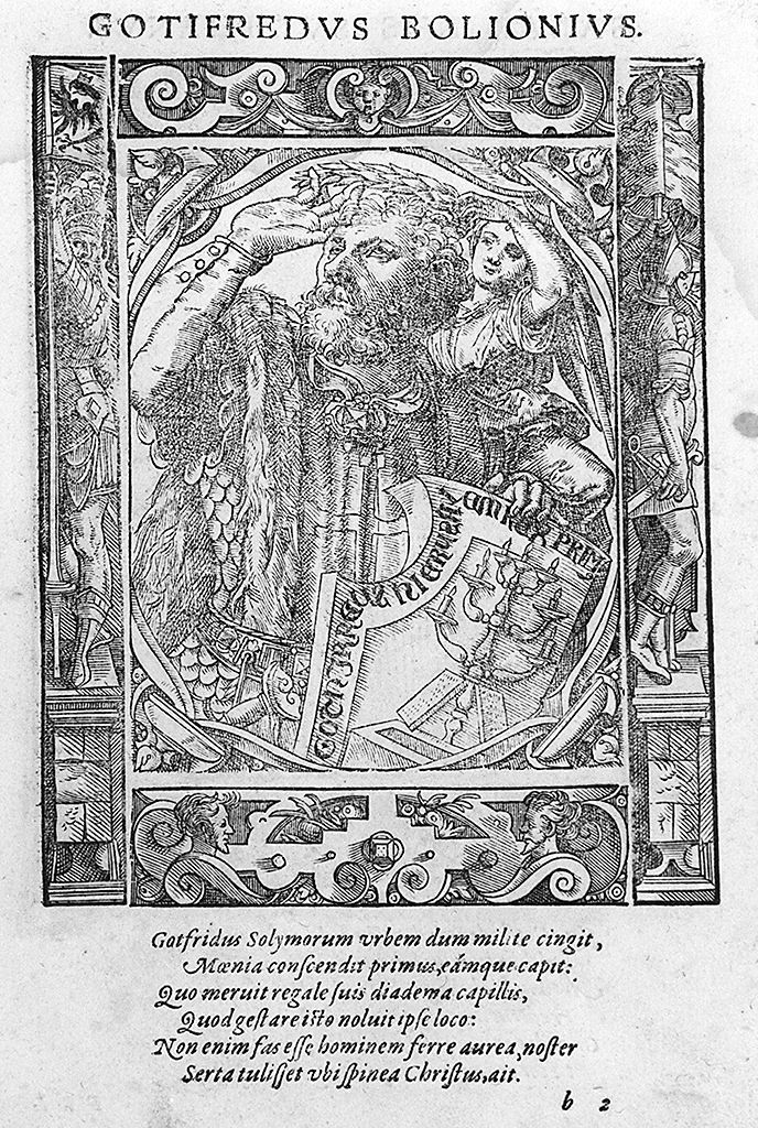 busto di Goffredo da Buglione (stampa, stampa composita) di Stimmer Tobias (sec. XVI, sec. XVI)
