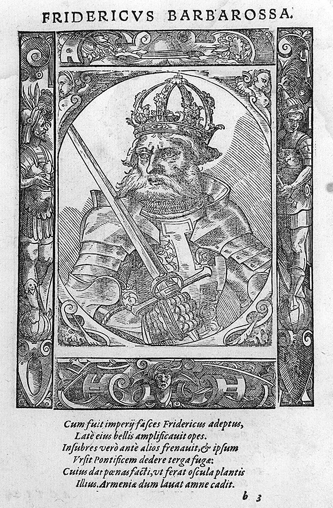 busto di Federico Barbarossa (stampa, stampa composita) di Stimmer Tobias (sec. XVI, sec. XVI)
