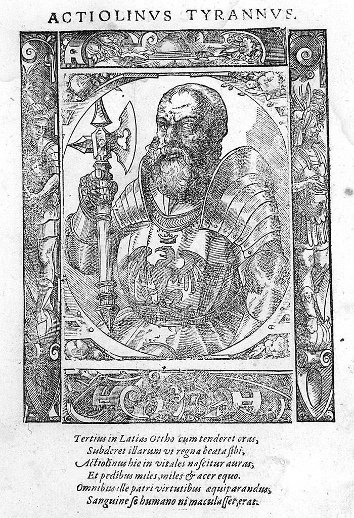 busto del tiranno Azzolino (stampa, stampa composita) di Stimmer Tobias (sec. XVI, sec. XVI)
