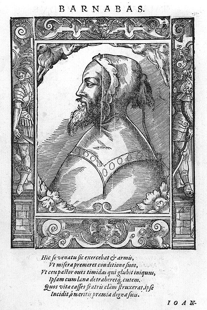 busto di profilo di Barnaba (stampa, stampa composita) di Stimmer Tobias (sec. XVI, sec. XVI)