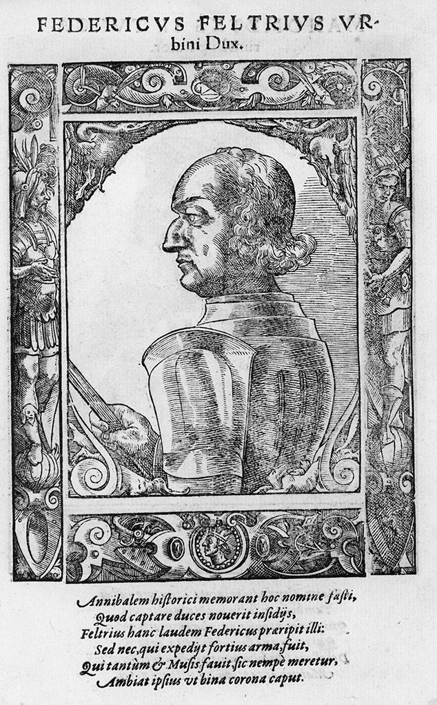 busto ritratto di Federico da Montefeltro (stampa, stampa composita) di Stimmer Tobias (sec. XVI, sec. XVI)