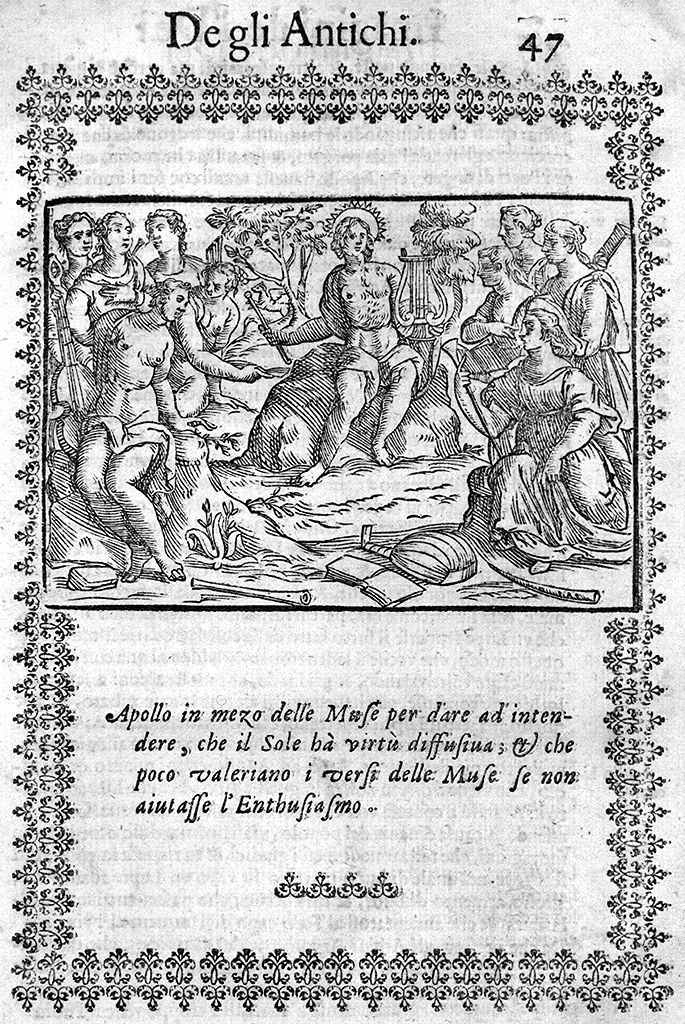 Apollo e le Muse (stampa, elemento d'insieme) di Ferroverde Filippo (sec. XVII)