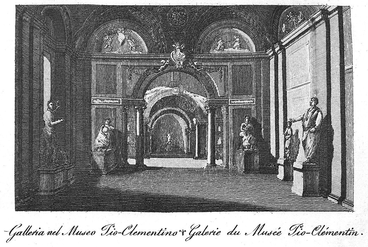 interno del museo Pio Clementino in Vaticano (stampa, elemento d'insieme) - ambito italiano (sec. XIX, sec. XIX)