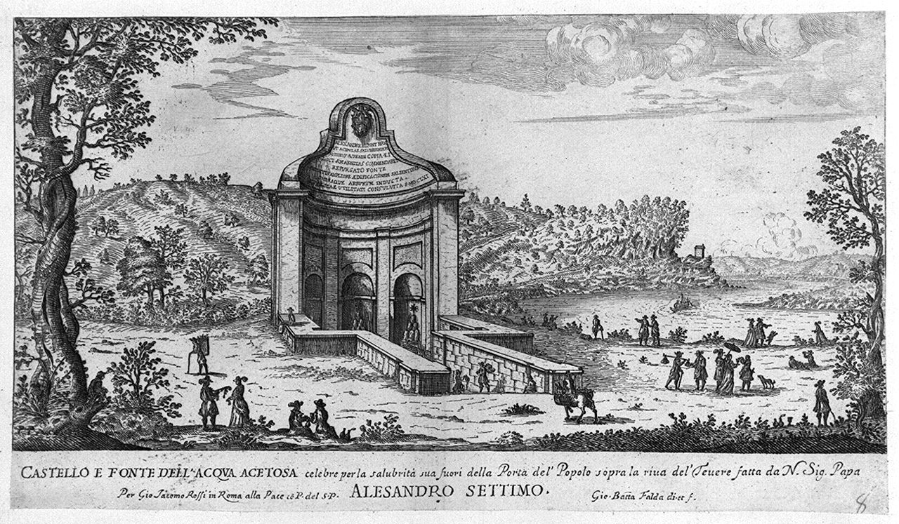 fonte dell'Acqua Acetosa (stampa smarginata, elemento d'insieme) di Falda Giovan Battista (sec. XVII)