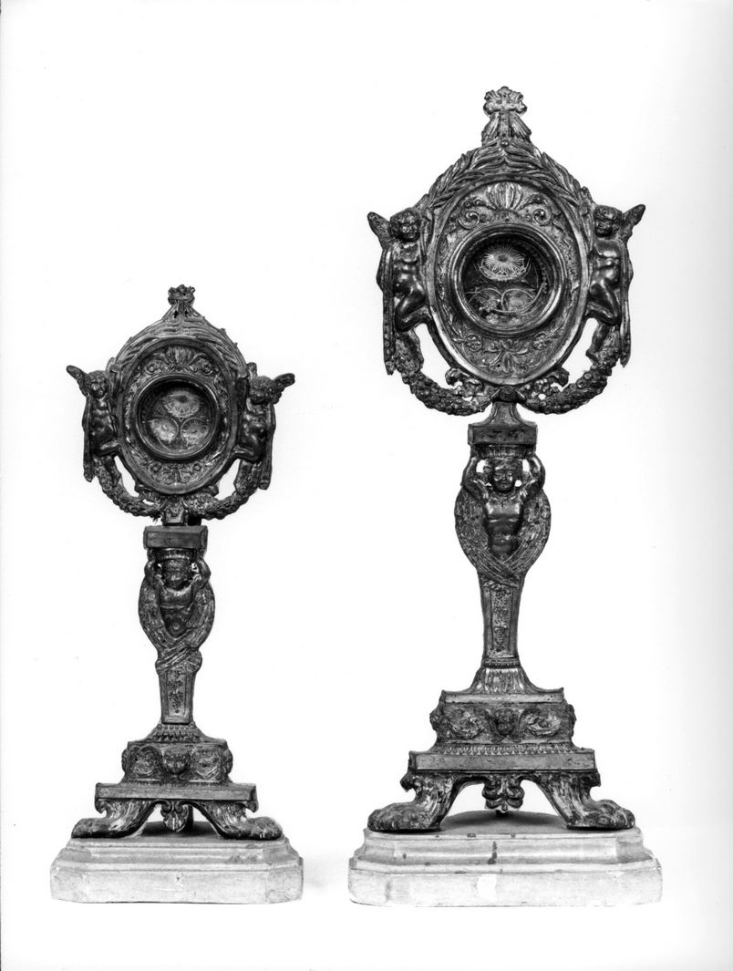 reliquiario - a ostensorio, serie - bottega senese (inizio sec. XIX)