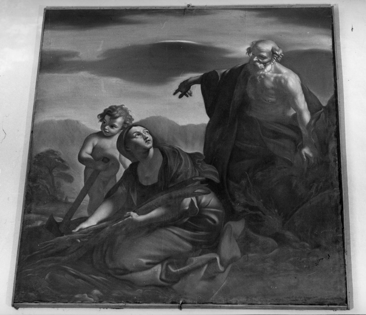 Elia prega la vedova di Zarepta (dipinto, elemento d'insieme) di Lanfranco Giovanni (bottega) (sec. XVII)