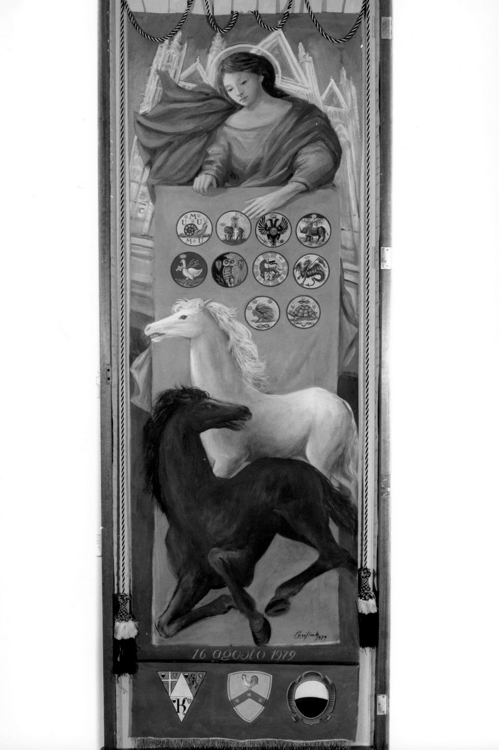 Cattedrale di Siena, Madonna e coppia di cavalli (palio) di Purificato Domenico (sec. XX)