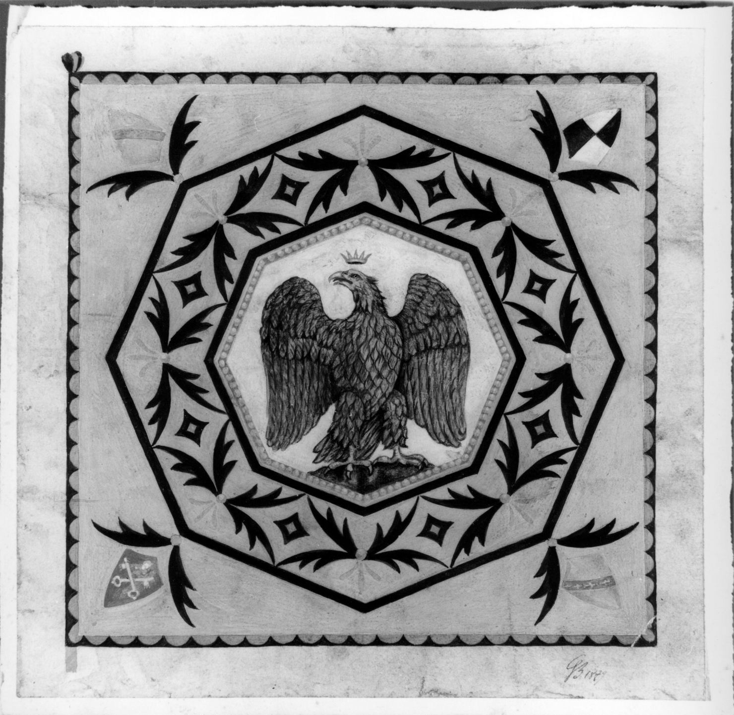 bandiera della Nobile contrada dell'Aquila (dipinto) di Bandini Giorgio (sec. XIX)