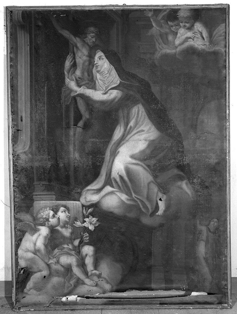 episodio della vita di Sant'Agnese da Montepulciano (stendardo) di Volpi Francesco (sec. XVIII)