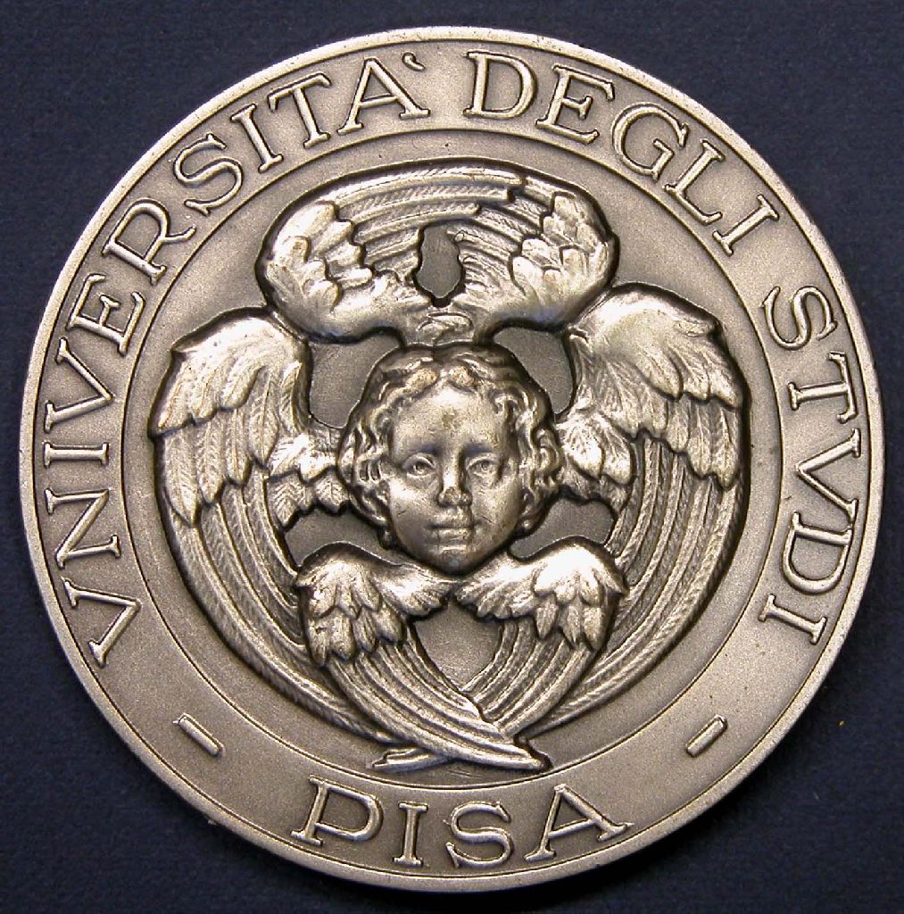 Diritto: Cherubino dell'Università di Pisa con iscrizione (medaglia, opera isolata) - ambito italiano (sec. XX)