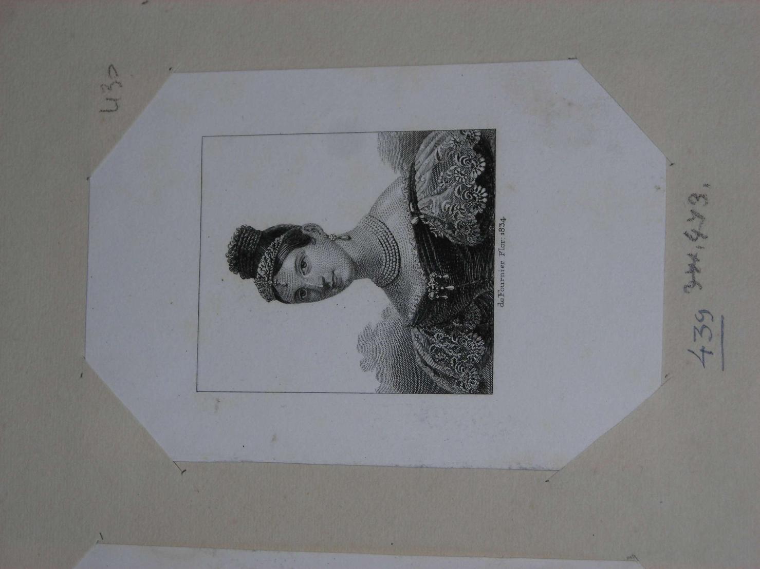 ritratto di donna (stampa) di Fournier (sec. XIX)