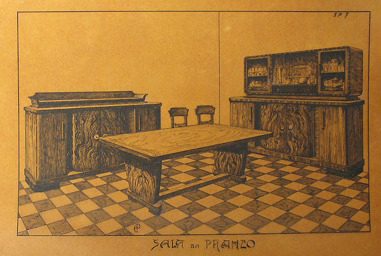 Sala da pranzo, Sala da pranzo (disegno) - ambito pisano (secondo quarto sec. XX)