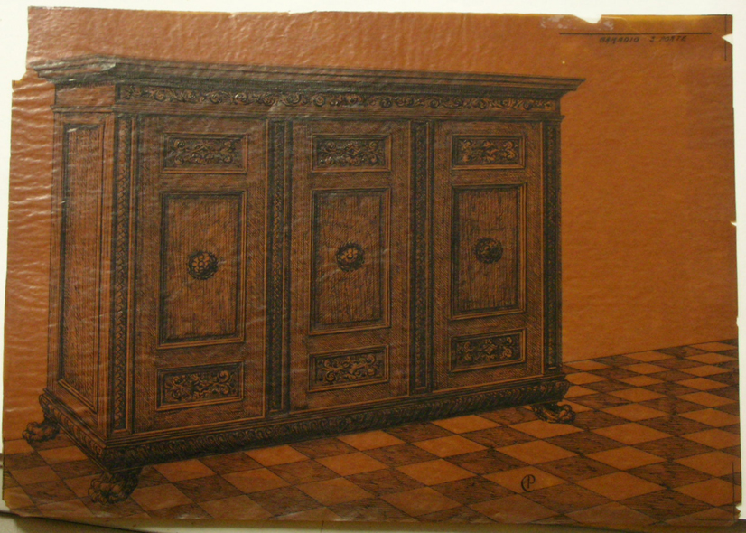 Armadio a tre porte, Armadio (disegno) - ambito pisano (secondo quarto sec. XX)