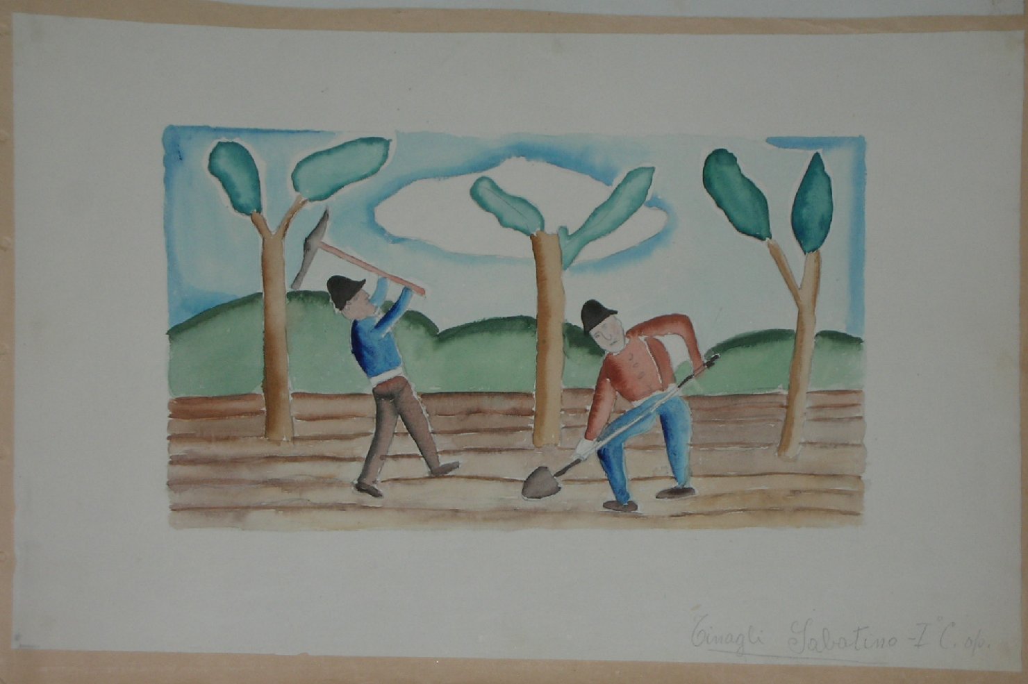 scena campestre (disegno, opera isolata) - ambito pisano (sec. XX)