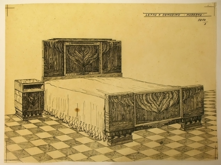 Letto e Comodino - Moderno -, Letto e comodino (disegno, serie) - ambito pisano (secondo quarto sec. XX)