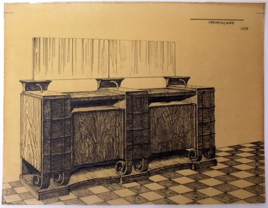 CREDENZONE, Credenza (disegno, serie) - ambito pisano (secondo quarto sec. XX)