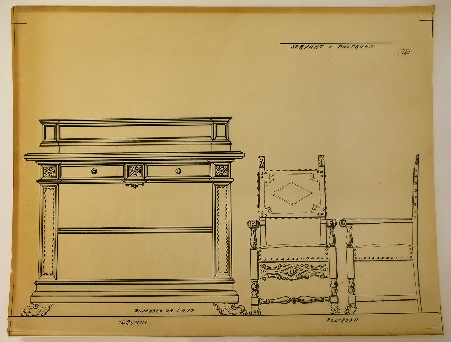 Servant e poltrona, Servant e poltrona (disegno, serie) - ambito pisano (secondo quarto sec. XX)