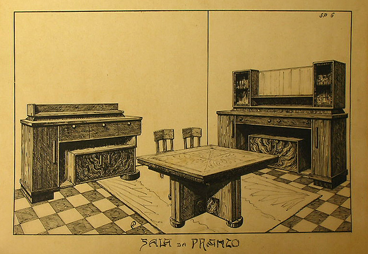 Sala da pranzo, Sala da pranzo (disegno) - ambito pisano (secondo quarto sec. XX)