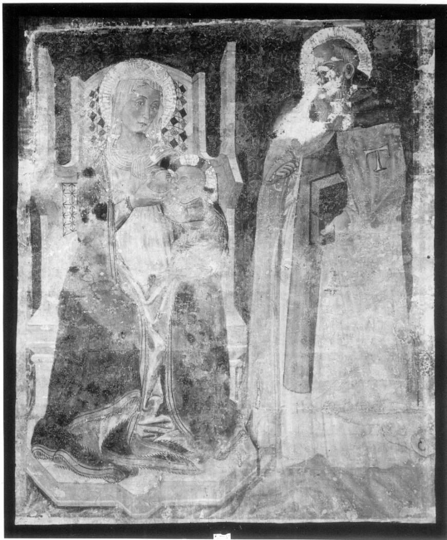 Madonna in trono con Bambino e Sant'Antonio Abate (dipinto, opera isolata) - ambito umbro (seconda metà sec. XV)