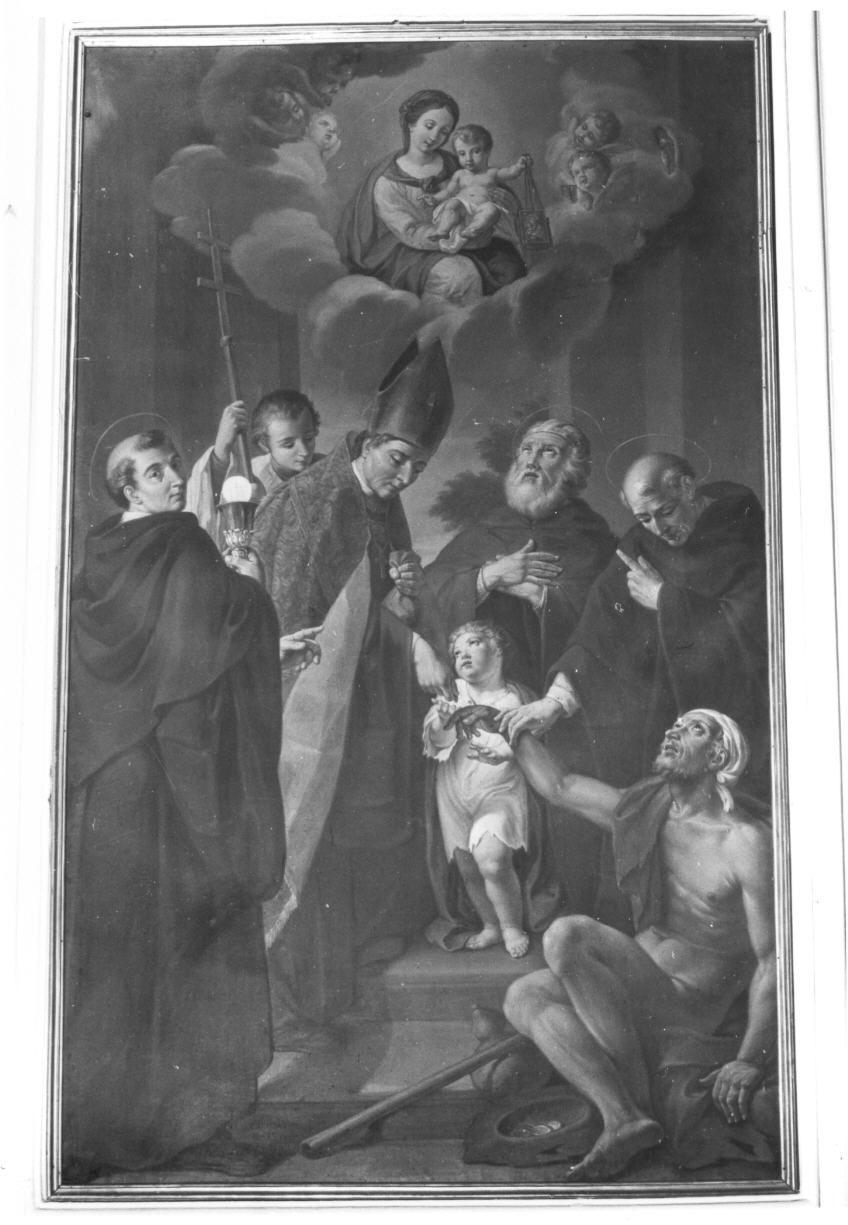 San Tommaso da Villanova distibuisce l'elemosina ai poveri (dipinto) di Valeri Domenico Luigi (sec. XVIII)