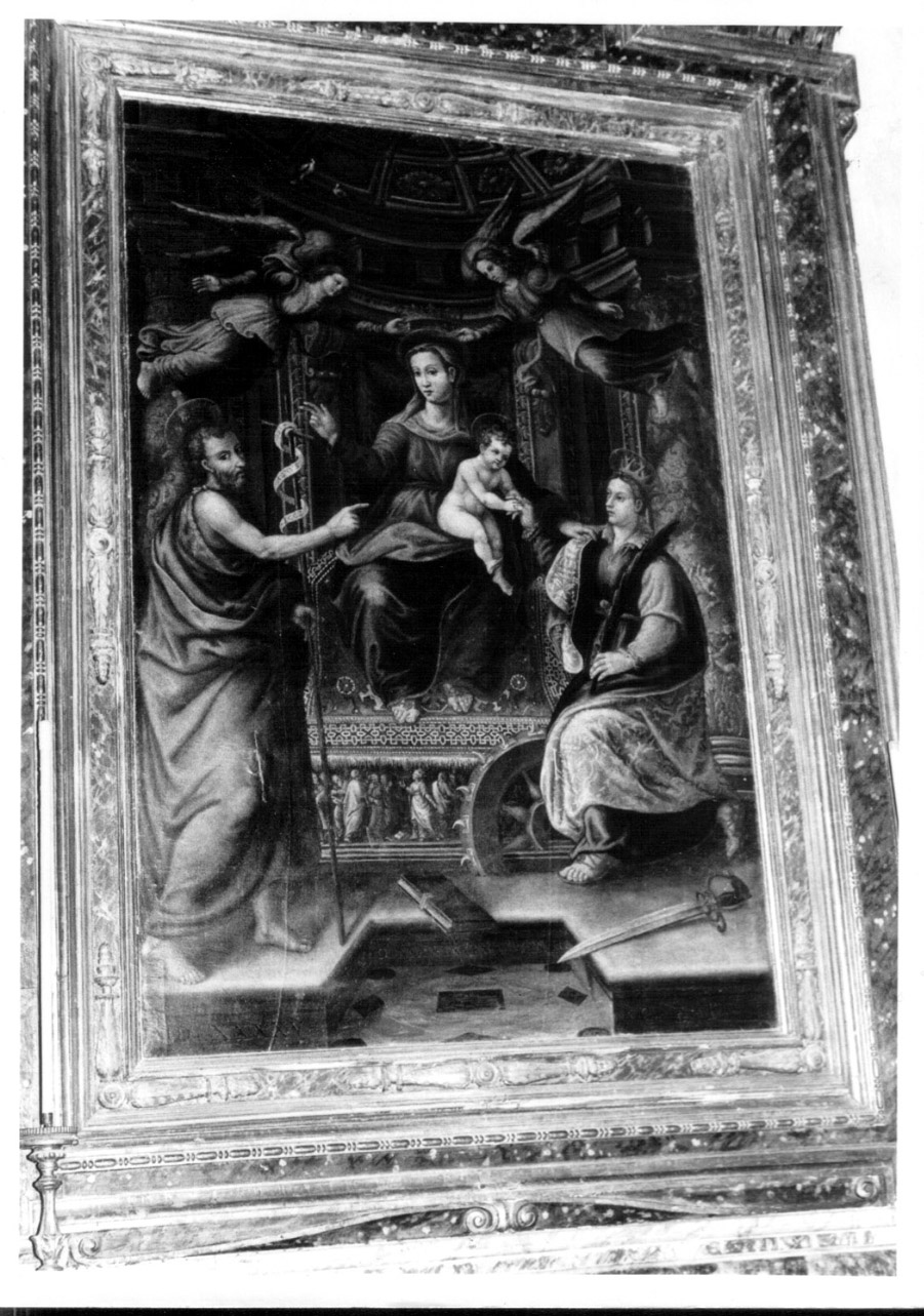 Madonna con Bambino e Santi (dipinto, elemento d'insieme) di Baldassini Giovanni Maria (fine sec. XVI)