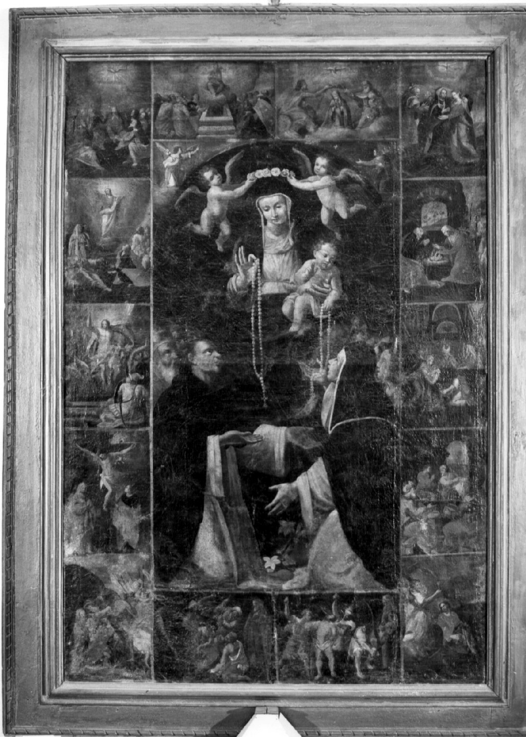 Madonna del Rosario con San Domenico e Santa Caterina da Siena (dipinto, opera isolata) - ambito romano (primo quarto sec. XVII)