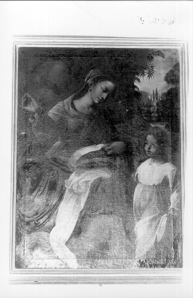 Madonna che cuce con il Bambino e San Giuseppe (dipinto, opera isolata) di Barbiani Bartolomeo (attribuito) (sec. XVII)