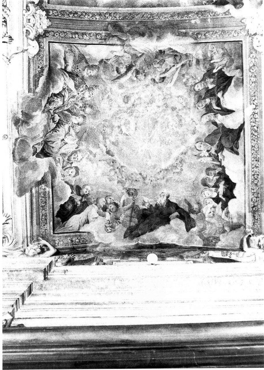San Benedetto in contemplazione dello Spirito Santo, San Benedetto in gloria (dipinto, insieme) di Battini Mattia (attribuito) (prima metà sec. XVIII)