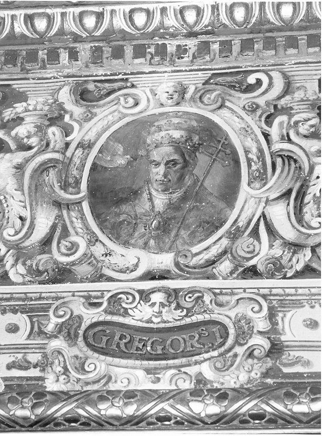 Il Pontefice Gregorio I, ritratto di ecclesiastico (dipinto, elemento d'insieme) di Bandiera Benedetto (attribuito) (secc. XVI/ XVII)