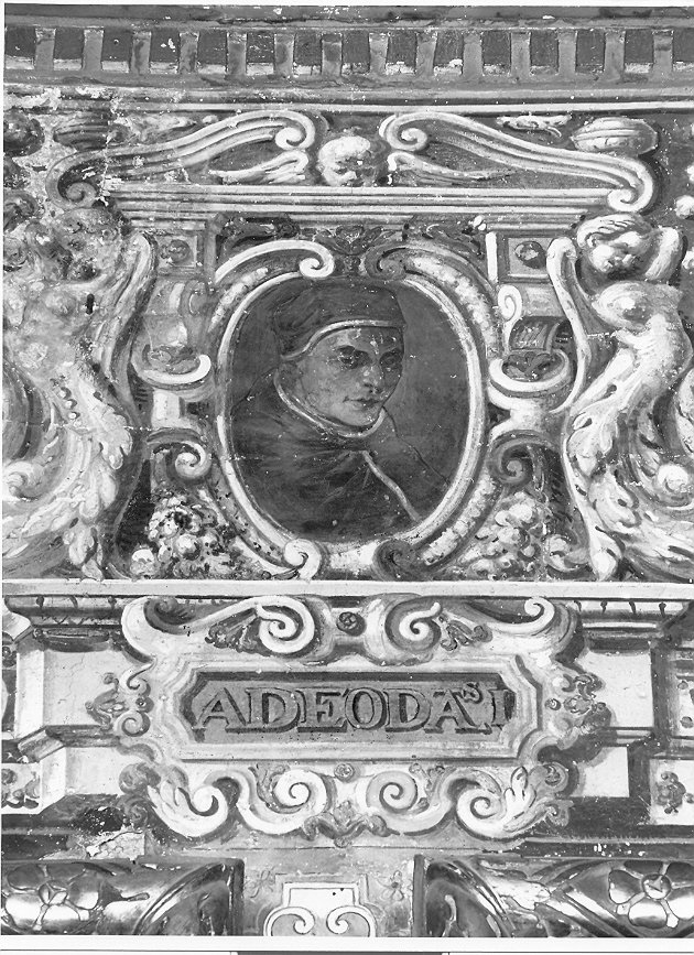 Il Pontefice Adeodato I, ritratto di ecclesiastico (dipinto, elemento d'insieme) di Bandiera Benedetto (attribuito) (secc. XVI/ XVII)