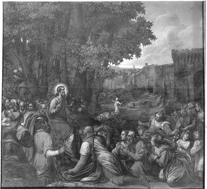 entrata di Gesù a Gerusalemme e David vincitore di Golia, entrata di Cristo in Gerusalemme (dipinto, opera isolata) di Vassillacchi Antonio detto Aliense (attribuito) (sec. XVI)