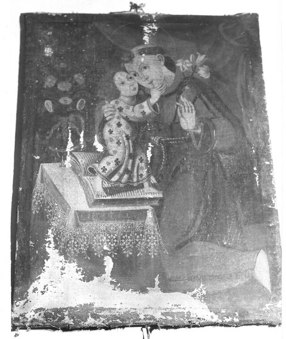 Sant'Antonio da Padova con il bambino (dipinto, opera isolata) - ambito Italia centrale (sec. XIX)