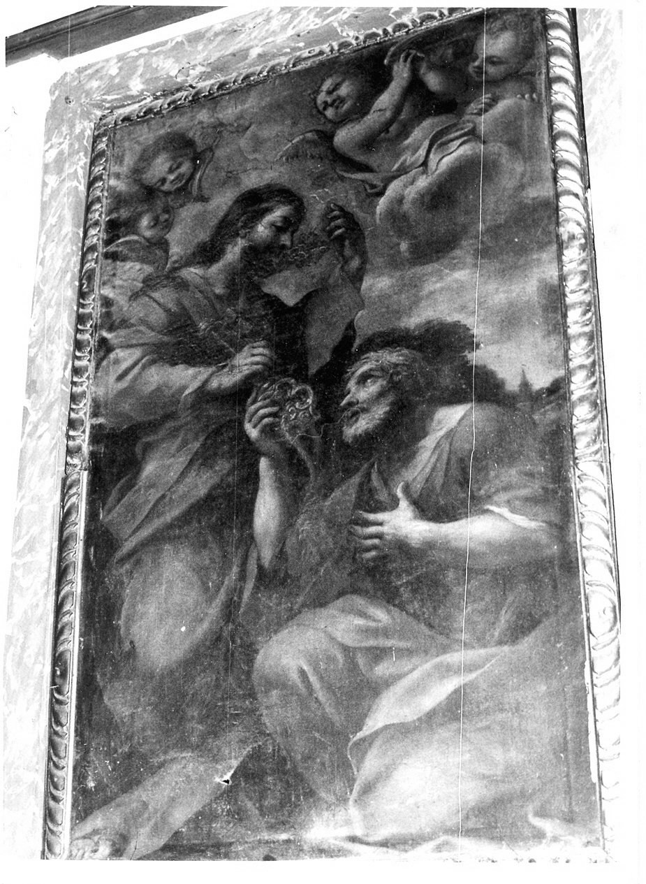 Cristo consegna le chiavi a San Pietro (dipinto, opera isolata) - ambito Italia centrale (prima metà sec. XVII)