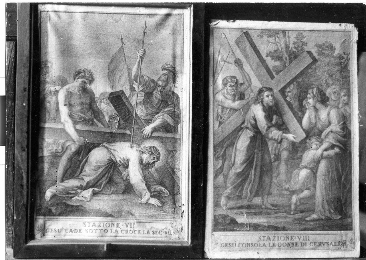 stazione VII: Gesù cade sotto la croce la seconda volta (Via Crucis, elemento d'insieme) - ambito Italia centrale (sec. XVIII)