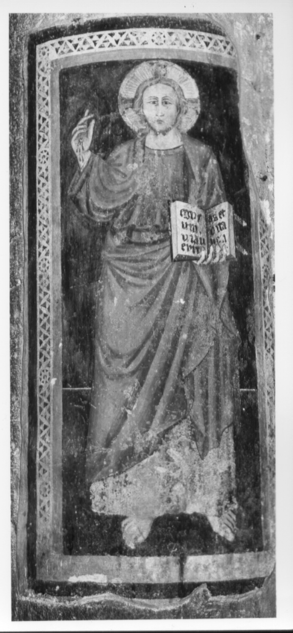 Cristo benedicente (dipinto, complesso decorativo) - ambito umbro (sec. XIV)