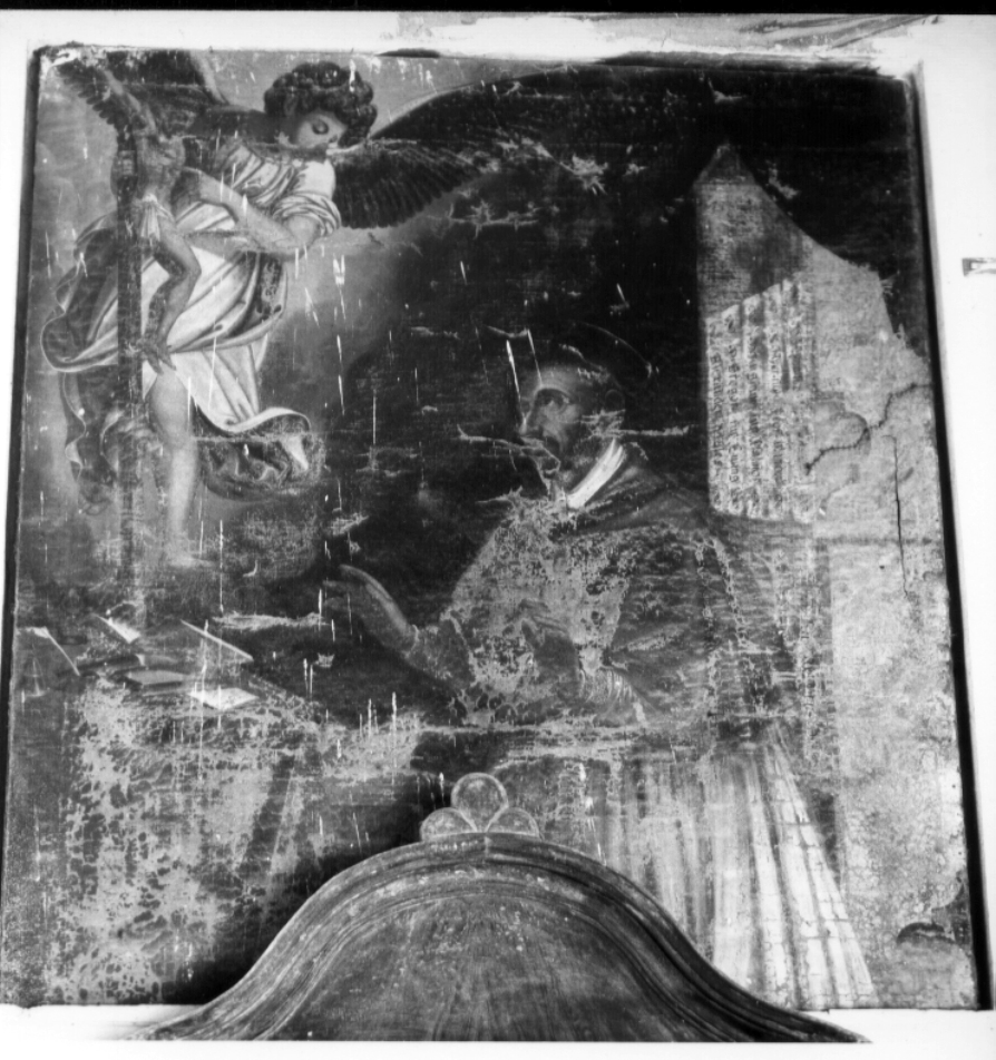 San Carlo Borromeo in adorazione della croce (dipinto, opera isolata) - ambito umbro-laziale (metà sec. XVII)