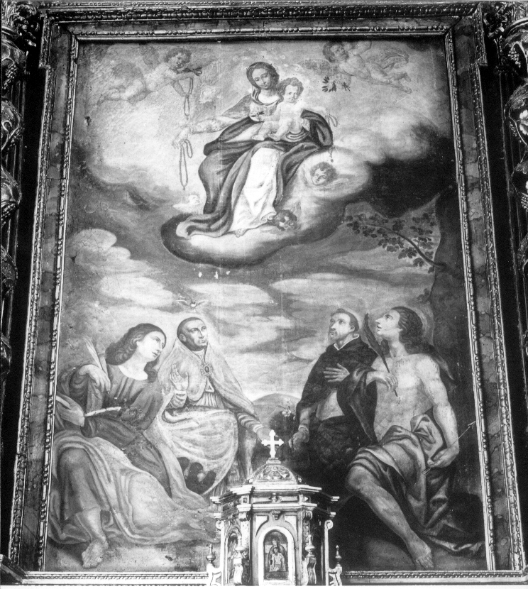 Madonna del Rosario e Santi (dipinto, insieme) - ambito Italia centrale (metà sec. XVII)