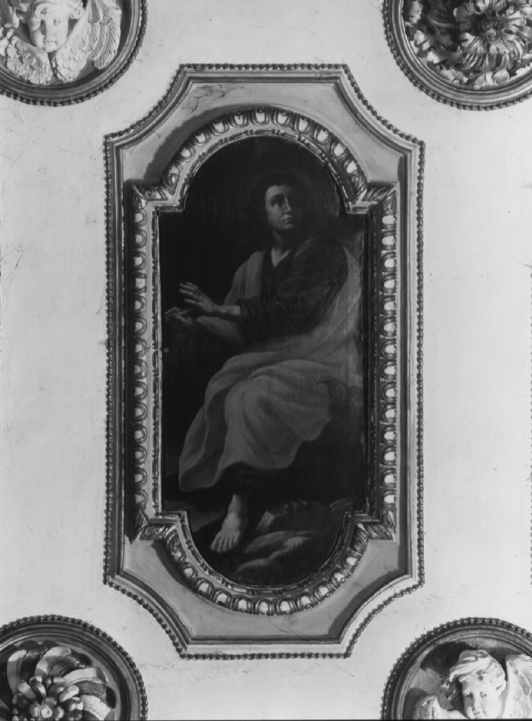 San Giovanni Evangelista (dipinto, complesso decorativo) di Refini Francesco (attribuito), Fontana Giovanni da Foligno (attribuito) (ultimo quarto sec. XVII)
