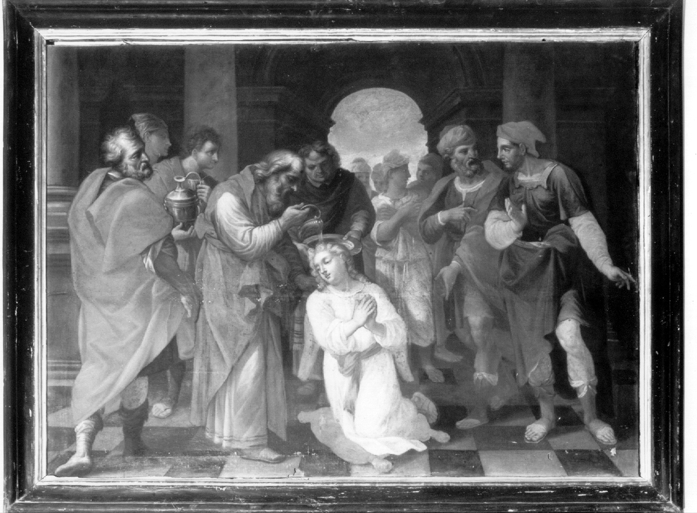 scena di battesimo (dipinto, pendant) - ambito umbro-laziale (inizio sec. XVII)