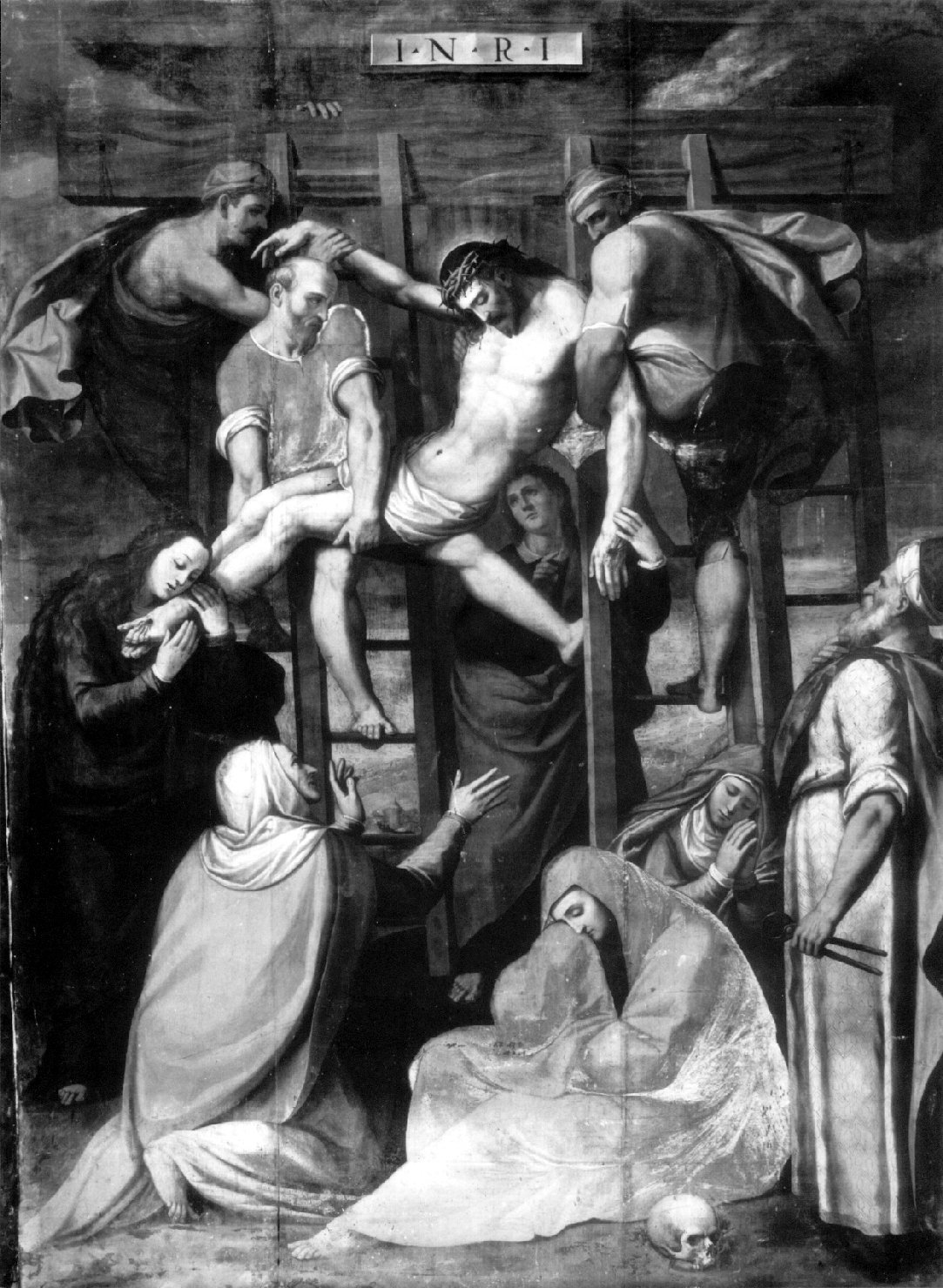 Cristo deposto dalla croce (dipinto, opera isolata) - ambito marchigiano (fine sec. XVI)